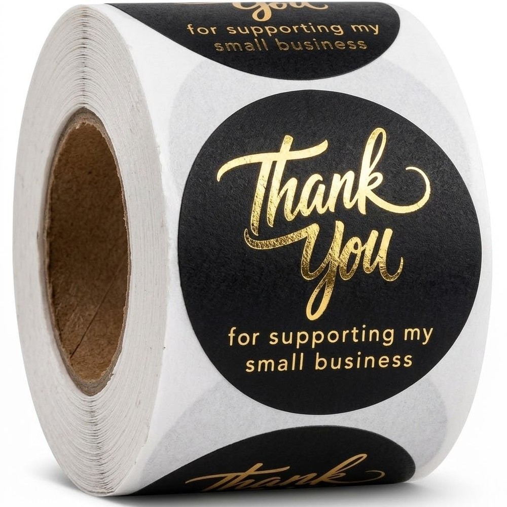 500 Thank You for Supporting My Small Business Stickers – 1.5 Inch, Black 1