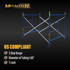 MetalTech Saferstack 5x7x5ft 1 Story Scaffold Frame Set Galvanized Braces