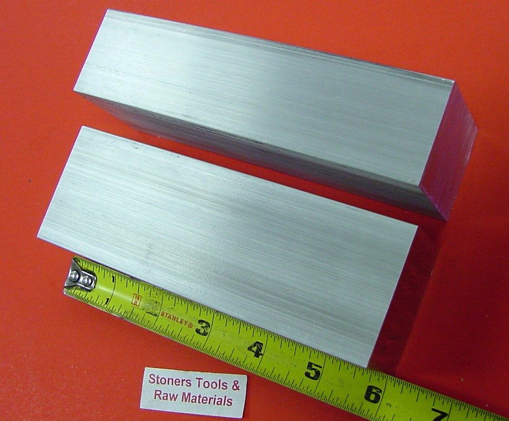 2 pieces 2″ X 2-1/2″ ALUMINUM 6061 FLAT BAR 6″ long Extruded Solid Mill Stock