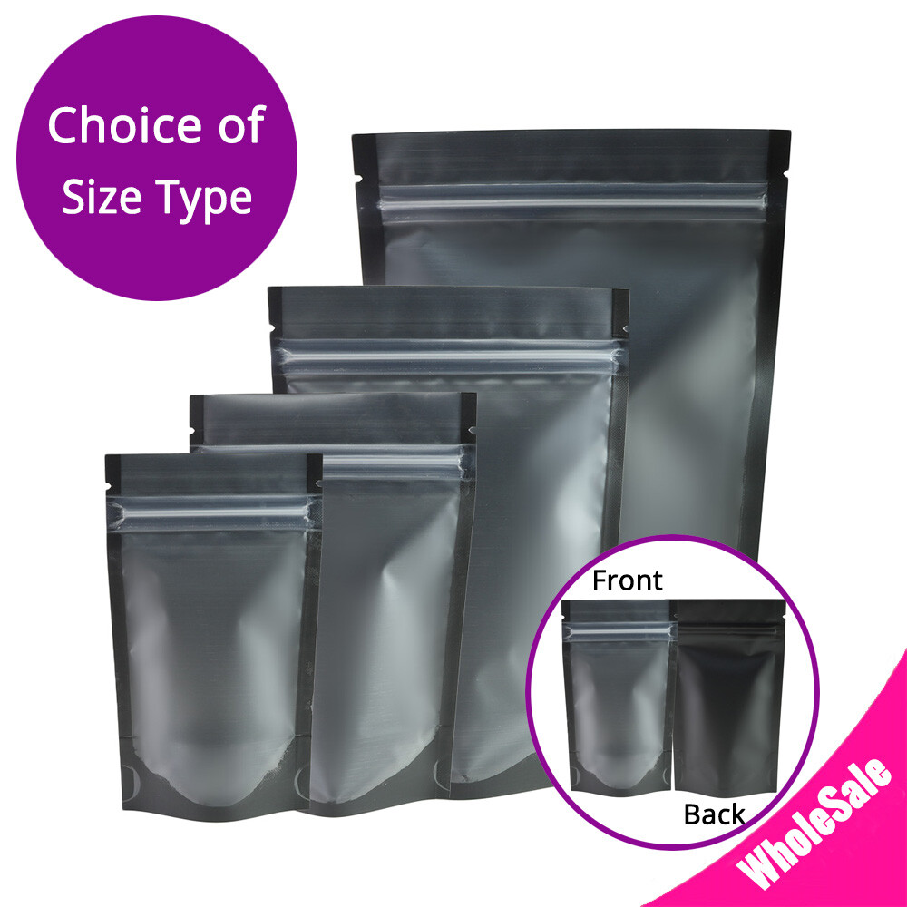 Mult-Sizes Matte Clear Front Black Inside&Back Mylar Stand up Zip Lock Bag M44