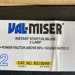 POWER LIGHTING VAL-MISER Rapid Start Ballast 8G1004W 2 Lamp 120V 60Hz QTY:1🔔