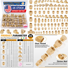 96PCS Brass Pipe Fittings Assortment Kit – NPT Adapter, Reducer Bushing, Hex