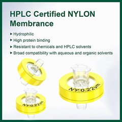 3000PCS Nylon Yellow Syringe Filters 13mm/25mm Diameter; 0.45μm/0.22μm Pore Size