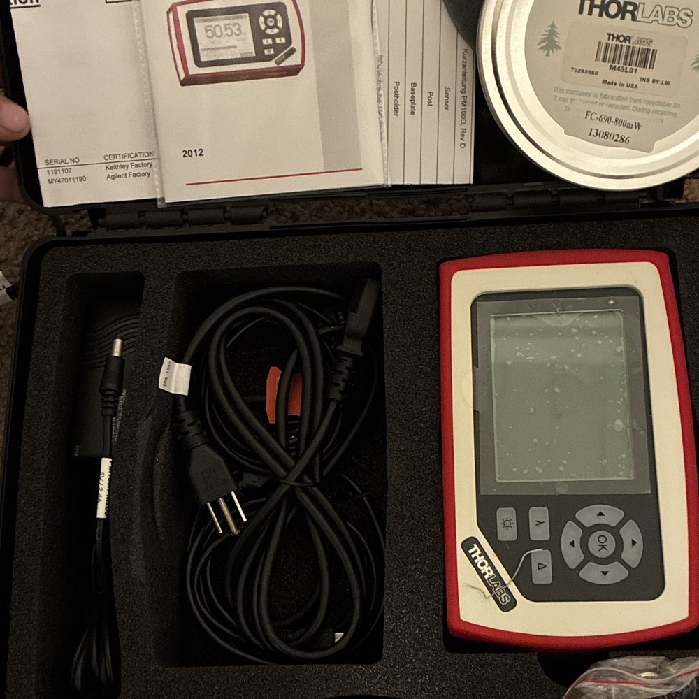 Thorlabs PM100D Handheld Optical Power Meter FC 690-800nm 800mW