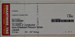 Windy City Wire 2-Conductor Non-Shielded Plenum Wire 16AWG 991360BR * APPROX 500