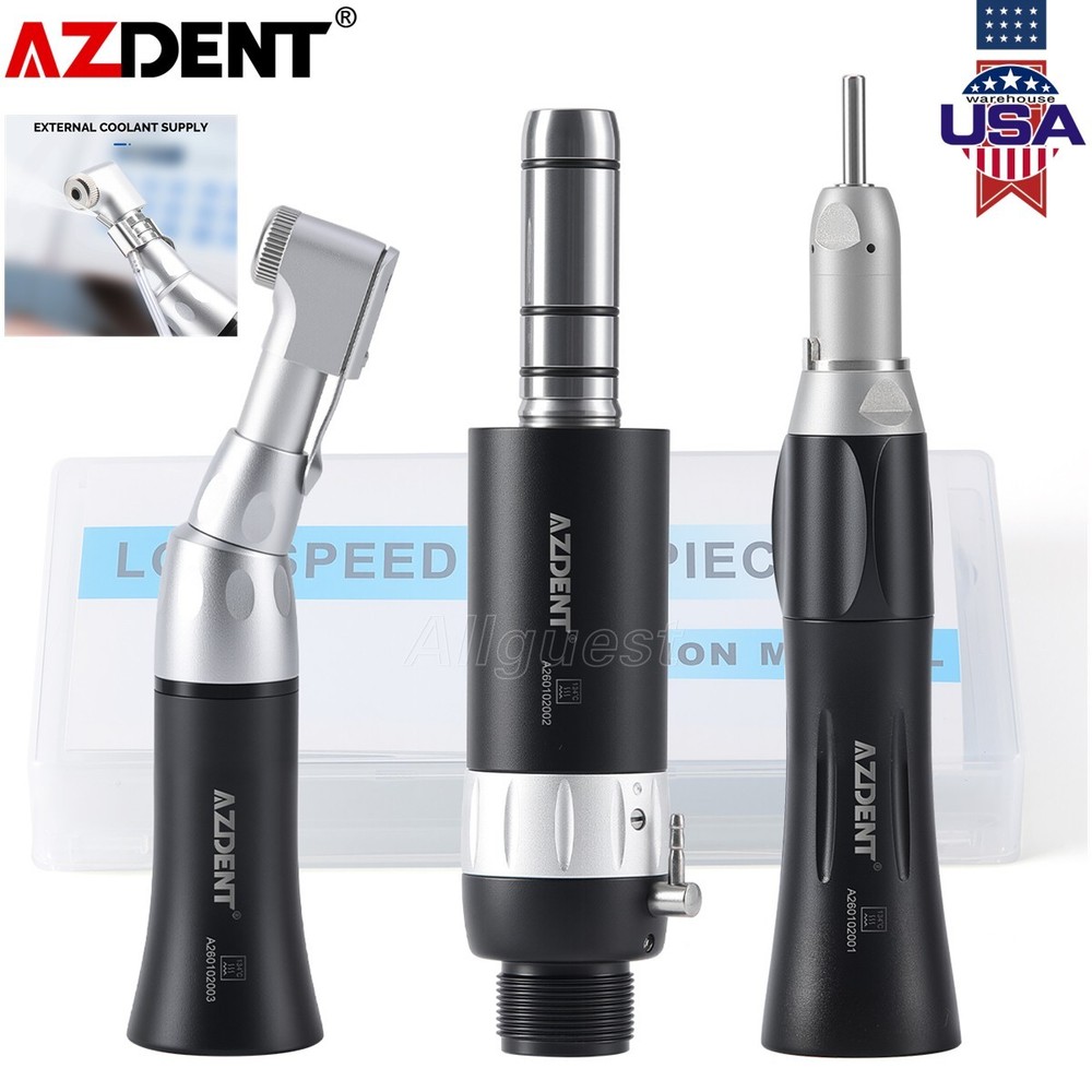 AZDENT Dental Slow Low Speed Handpiece Straight Contra Angle Air Motor Kit 2Hole