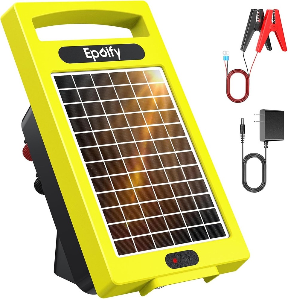 Electric Fence Charger Solar Powered 20 Miles 0.32J Livestock Energizer 24 Hour