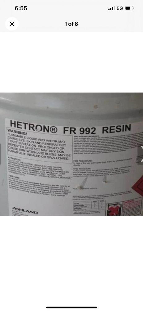 Ashland Fiberglass resin Hetron 922 Fr 55 gallon drim