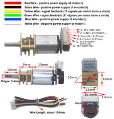 DC6V N20 Metal Gearbox Speed Reduction Gear Motor Encoder Code Smart Car Robot