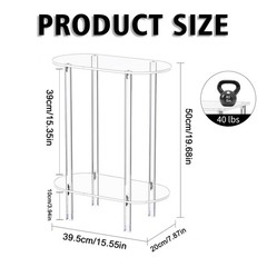 Modern Clear Acrylic Narrow Side Table for Small Spaces, 15.55″ L x 7.87″ W x…