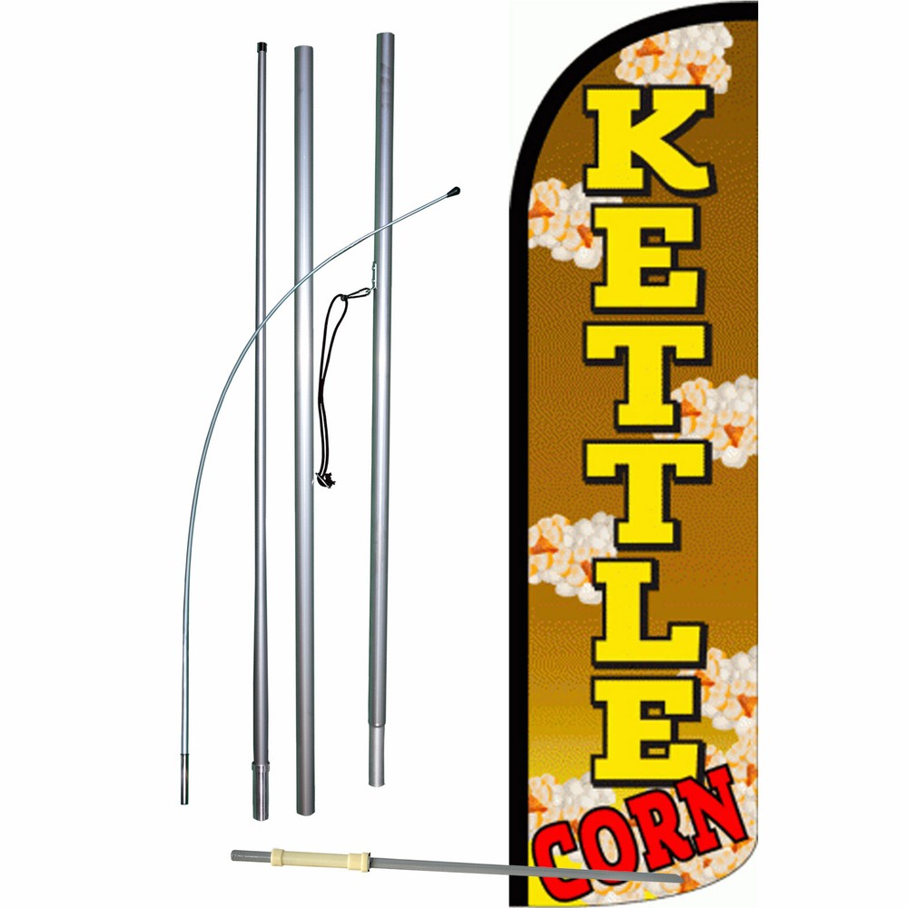Kettle Corn Flag Flutter Feather Banner Swooper Extra Wide Windless Bundle Kit