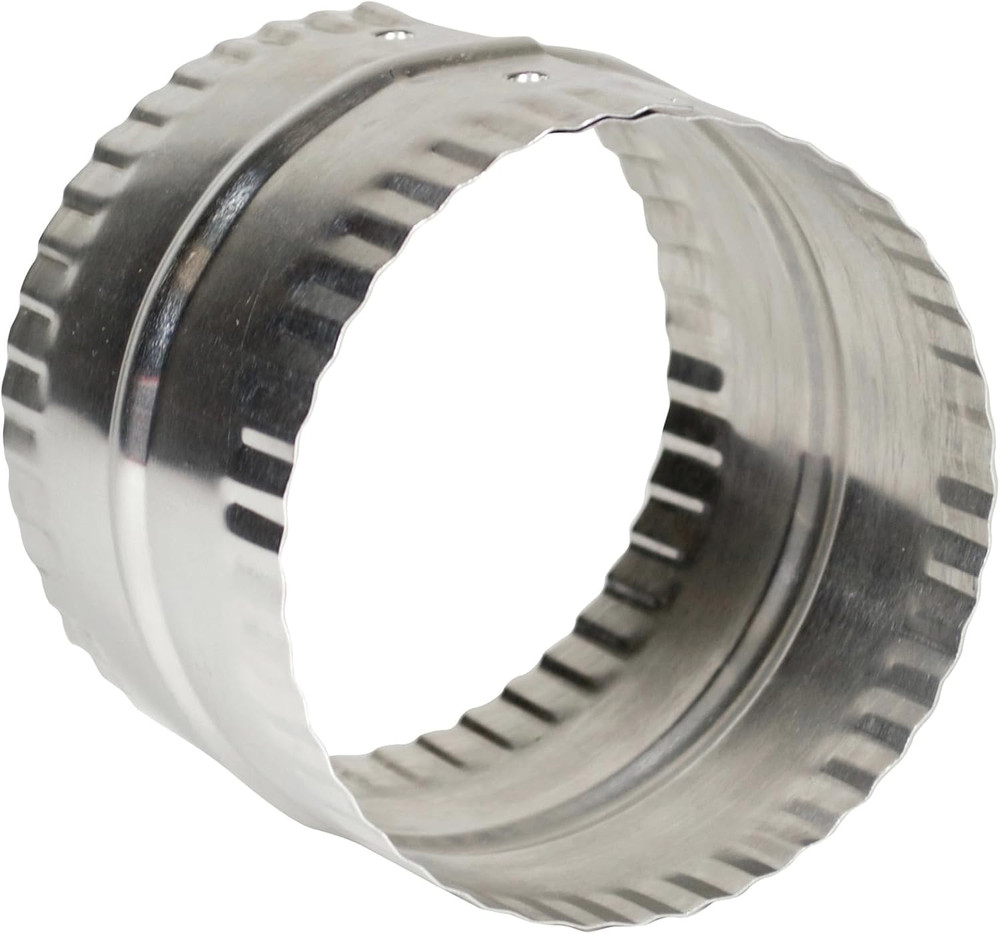 4” Duct Connector, Aluminum with Bead and Crimp, Silver, 3” Long (DAC4C)