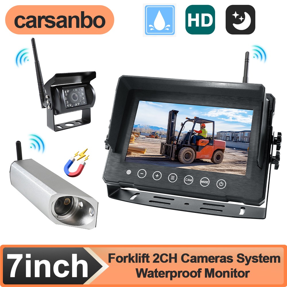 Forklift Blind Spot Assistance System 2.4G Wireless Camera Moniter 2 Lens Switch