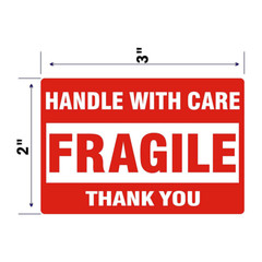 10 FRAGILE Handle with Care stickers DOT 2×3 inch Shipping Label UPS Fedex USPS
