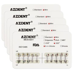 AZDENT Dental Ortho Bracket Braces Mini Roth.022 Hook 345/Arch Wire Nature Round