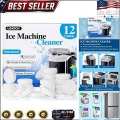 12 Pack Ice Machine Cleaner Tablets – Non-Toxic Descaler for Crystal Clear Ice