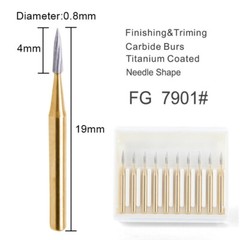 10pc FG7901 Dental Tungsten Carbide Gold Burs Polishing For High Speed Handpiece
