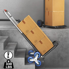 330 lbs Stair Climbing Cart Heavy Duty Folding Hand Truck Dolly 6 Wheels + Rope