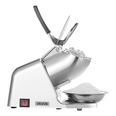 VEVOR Commercial Ice Crusher 286LBS/H Electric Snow Cone Maker Shaved Ice Silver