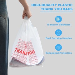 Heavy Duty Thank You Bags 11.5×6.5×22 Plastic T-Shirt Shopping Bags 1000 Pack