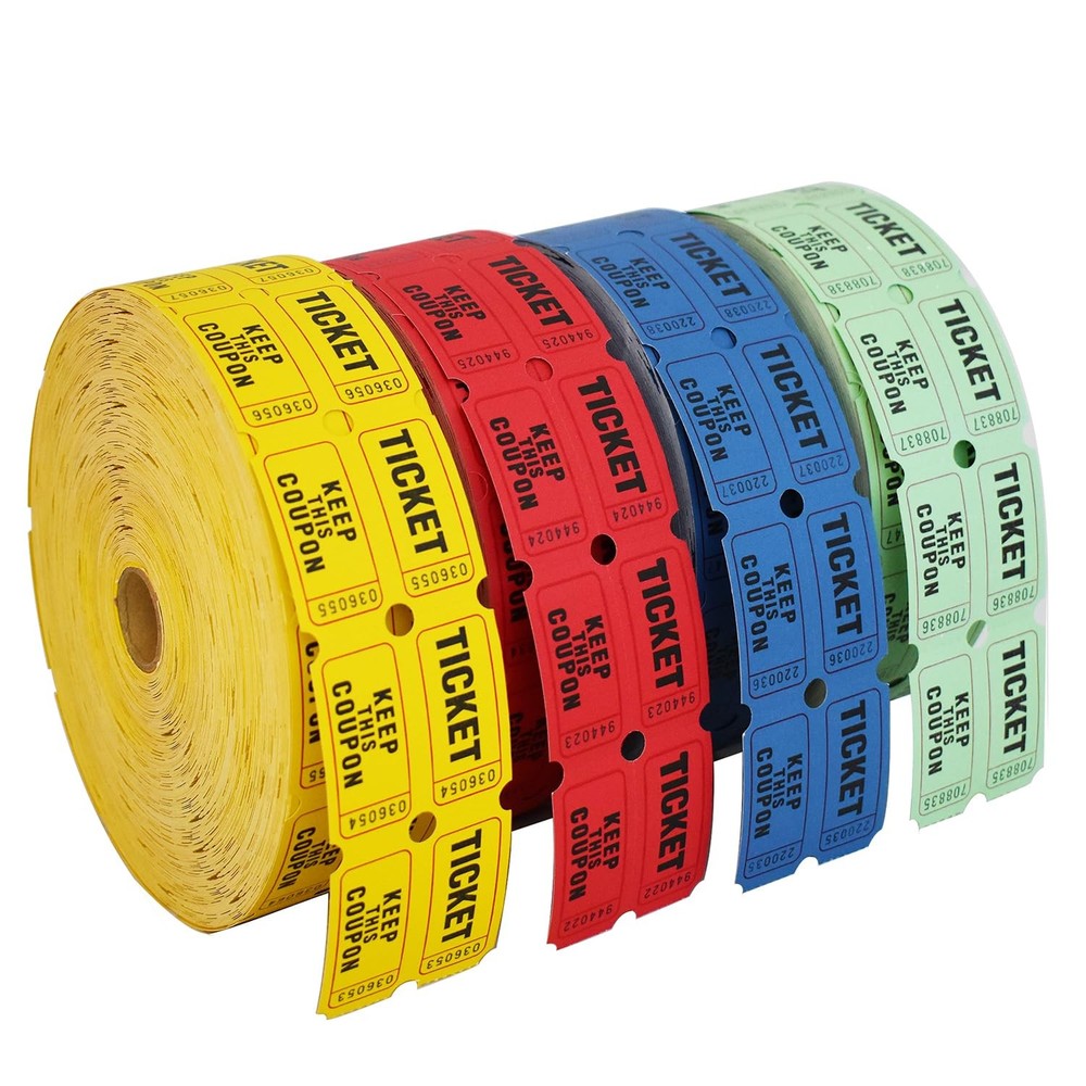 4 Rolls Raffle Tickets Double Roll 4 Colors 2000 Tickets Each 8000 Total