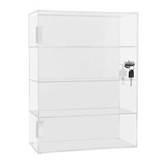 Acrylic Display Case Countertop Clear Box Dustproof Shelves Showcase with Lock