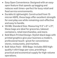 AssurePak Easy-Open Case of 800 Black HDPE Plastic ‘Thank You’ Bags – NEW
