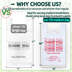 Medium Size 100 Count Plastic Bags with Handles, T-Shirt Bags, Thank You Bags