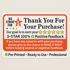 5 Rolls Thank You for Your Purchase Stickers 2″x3″ 250/Roll (1250)