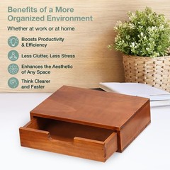 Single Drawer Desktop Storage Organizer in a Modern Wood Design (9.8”x6.9&