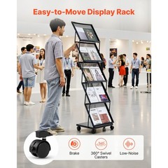 Uimoso Foldable Movable Brochure Rack with 5 Pockets Magazines and Literature