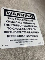 NMC CP9R California Prop 65, Warning This Area Contains Chemicals, 10”x10” Plas.