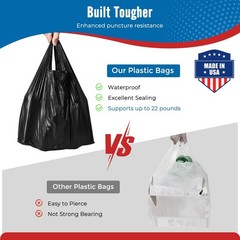500 Count Plastic T-shirt Bags Black 12″x 6.5″x 21″Grocery Trash Take Out To Go