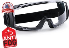 BISON LIFE SplashPro, Safety Goggles Over Glasses, ANSI Z87.1 Anti-Fog Safety Go