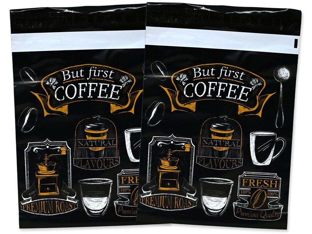 10×13 Inch Coffee Designer Mailers, Designer Self Sealing Shipping Mail Bags for