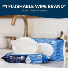 Cottonelle FreshCare Flushable Wet Wipes – 42 Count Flip-Top Moist Toilet Wipes