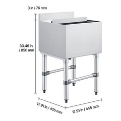 Uimoso 49.4 Qt Commercial Ice Bin 18 x 18 in Underbar Ice Bin with Sliding Cover