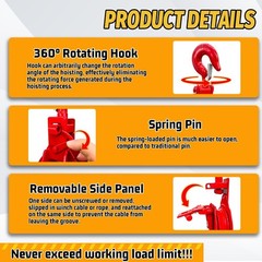 1 Ton Snatch Block with Hook, Easy-Open Design Snatch Block
