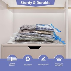 10 Pack Jumbo Vacuum Storage Bags with Hand Pump 80% Storage Space Saving Sturdy