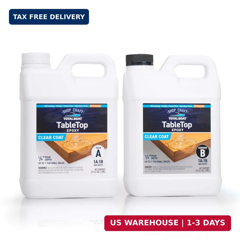 TotalBoat Table Top Epoxy Resin Kit – 1 Gallon Crystal Clear Epoxy with High Glo