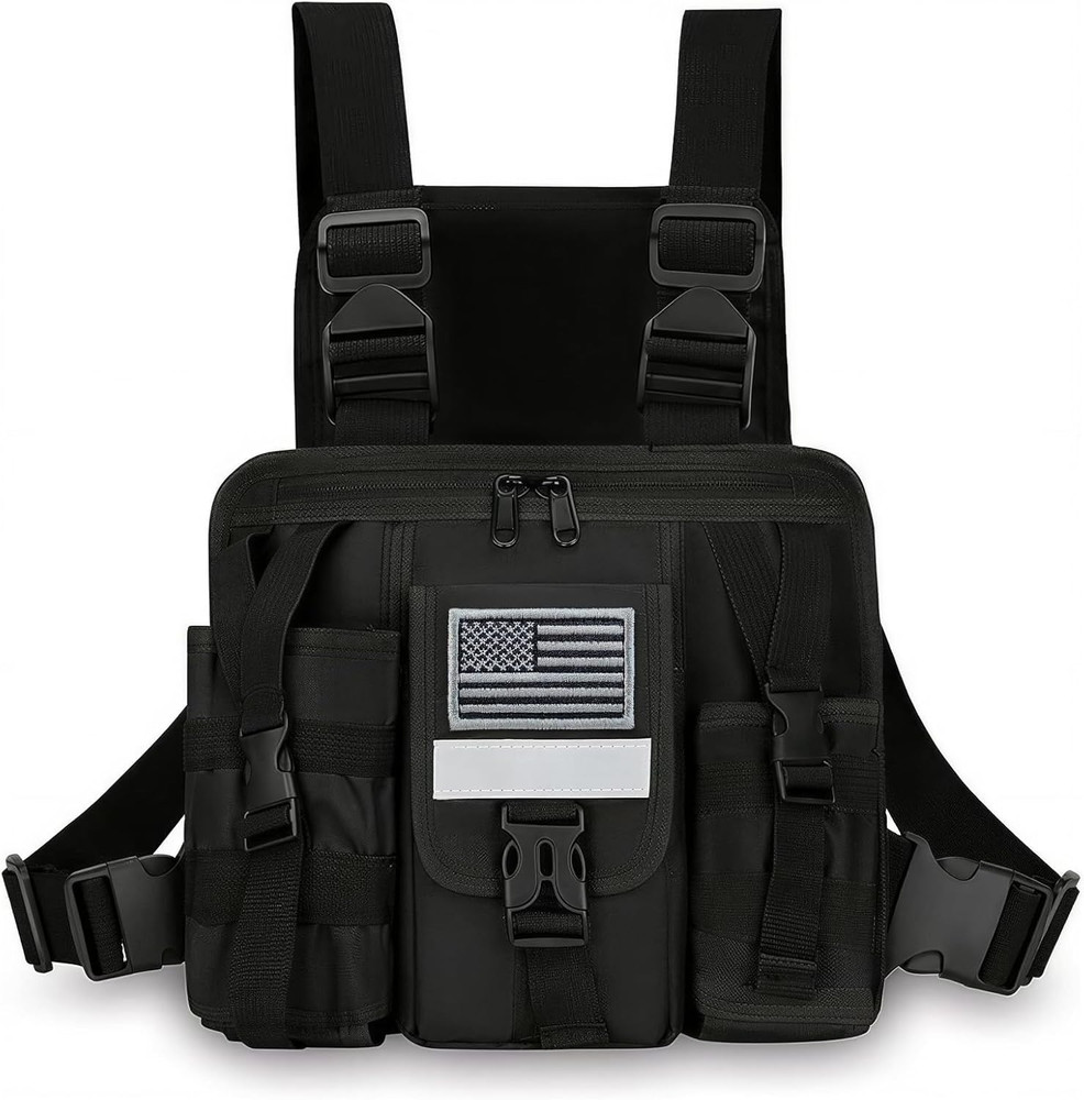 Radio Chest Harness with Reflective Strips Shoulder Holster Radio Vest Holder Tw