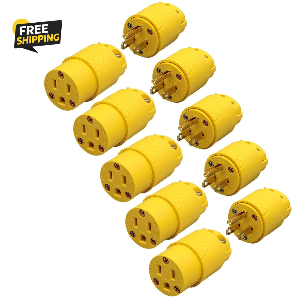 Electrical Replacement Plug & Connector Set, Extension Cord Ends Male and Female
