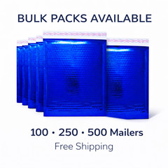 #0 6.5×9 Glamour Blue Foil Bubble Mailers Peel & Seal Padded Envelopes