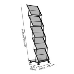 Uimoso Foldable Movable Brochure Rack with 5 Pockets Magazines and Literature