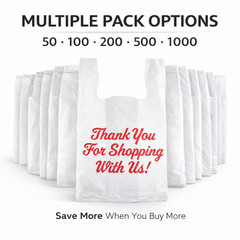 Thank You Plastic Bags 1/5 Large 23x13x8 Grocery T-Shirt Bags 0.67 Mil Retail