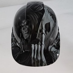CAP STYLE hard hat custom hydro dipped IN SLATE GRAY ACE OF SKULLS