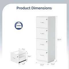 4-Drawer Tall File Cabinet with Independent Locks, Letter-Size Hanging Anti-Tip
