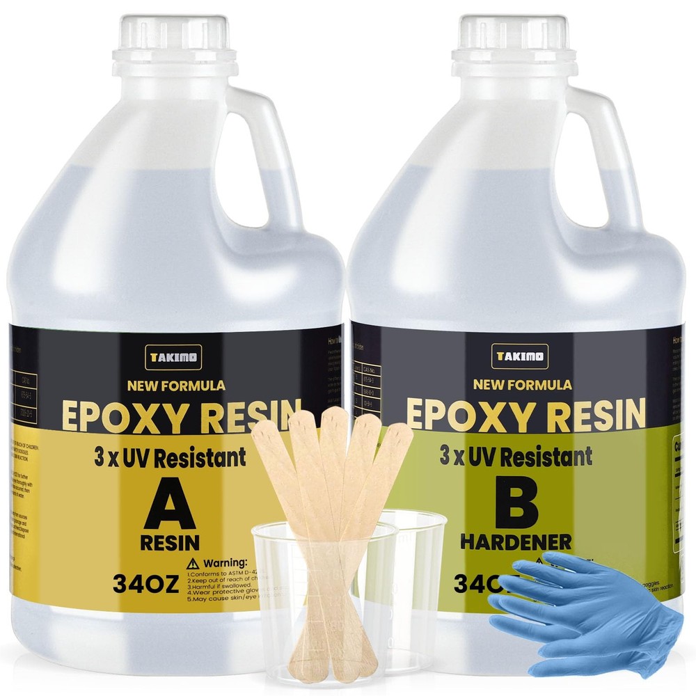 68OZ UV Resistant Epoxy Resin Kit – No Bubble, Crystal Clear for Art Coating