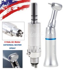 Air Motor 4Holes Dental Contra Angle Slow Speed Handpiece Push for 1.6mm Burs US
