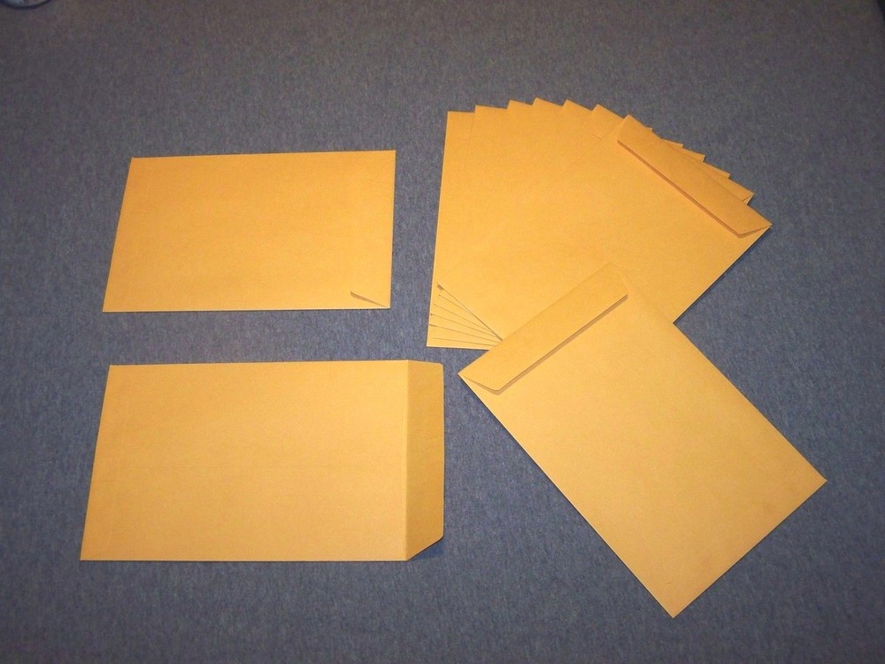 10 – 6 1/2″ x 9 1/2″ Catalog Envelopes. Gummed flap, 28lb Kraft (6.5 x 9.5)